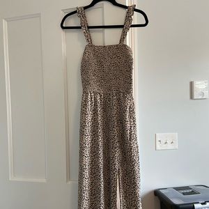 Abercrombie Leopard Smocked Midi Dress